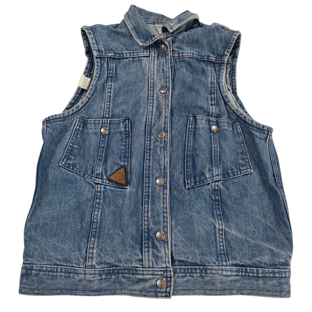 Vintage JouJou Denim‎ Vest Jean Jacket Sleeveless Cotton Casual Gilet Women's M